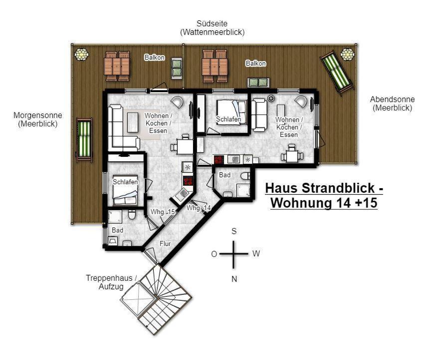 Haus Strandblick Ferienwohnung 15 Wangerooge Eksteriør billede